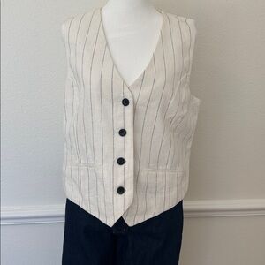 Rachel Zoe White Pinstripe Suite Vest with Black Buttons